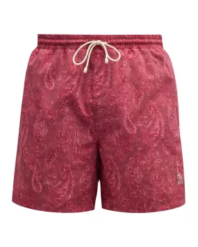 Raspberry Paisley Swim Short