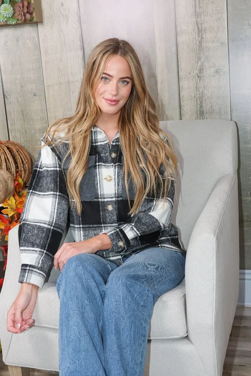 Simply Southern Plaid Shacket Long Sleeve Pullover Jacket