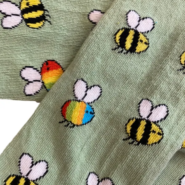 Slugs & Snails Rainbow Bees Footed Tights, Light Green