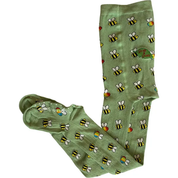 Slugs & Snails Rainbow Bees Footed Tights, Light Green