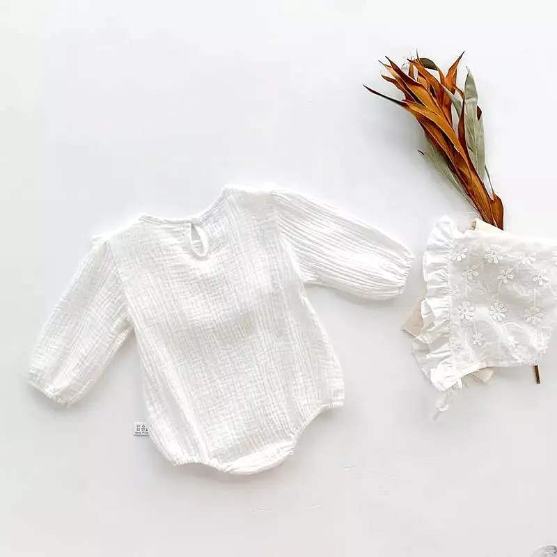 Spring Autumn Baby Girls Clothes Suit Infant Baby Girls Cotton Long Sleeve Embroidery Bodysuits Newborn Baby Girls Jumpsuit S454