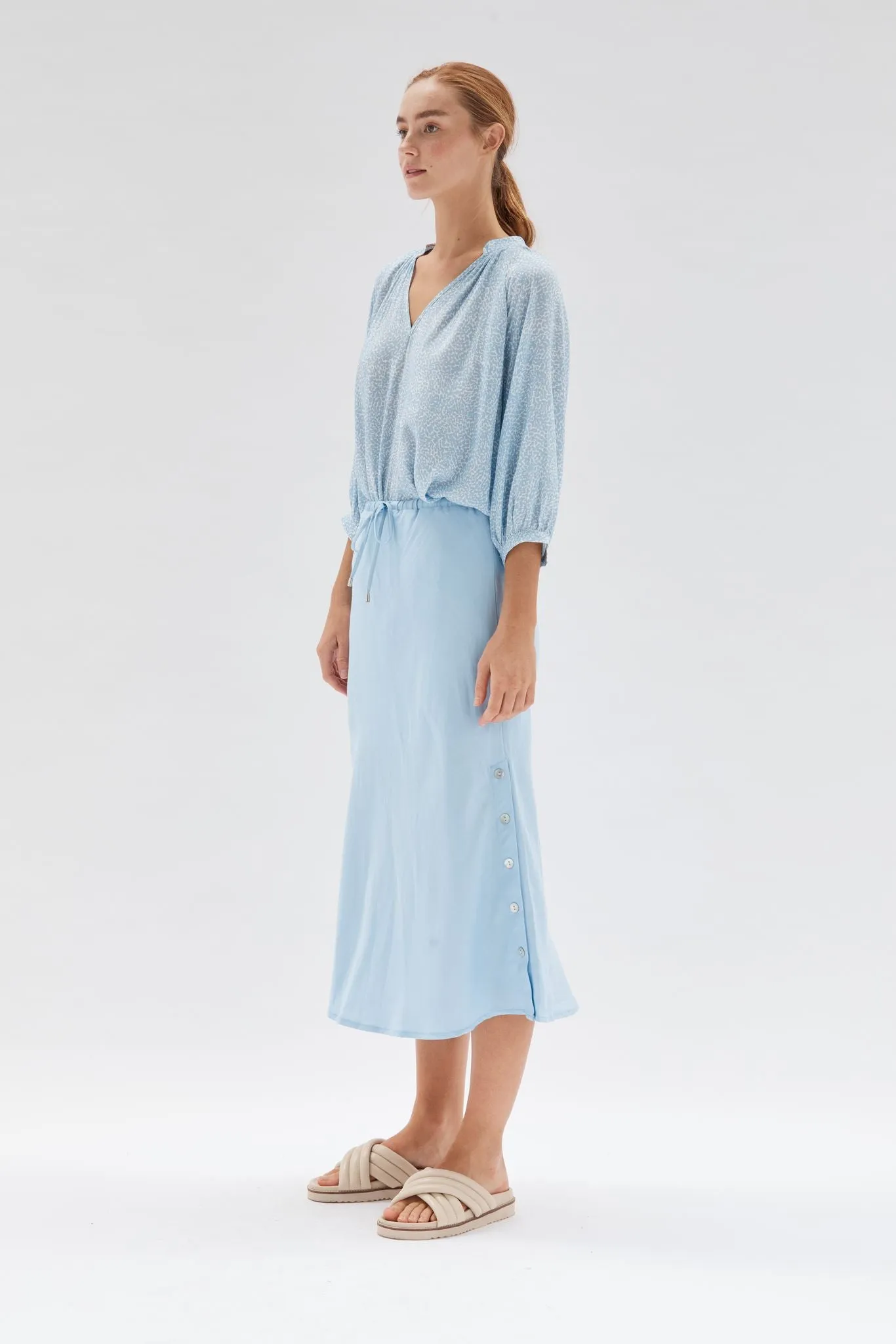 Staple the Label - Skylar Bias Midi Skirt in Sky Blue