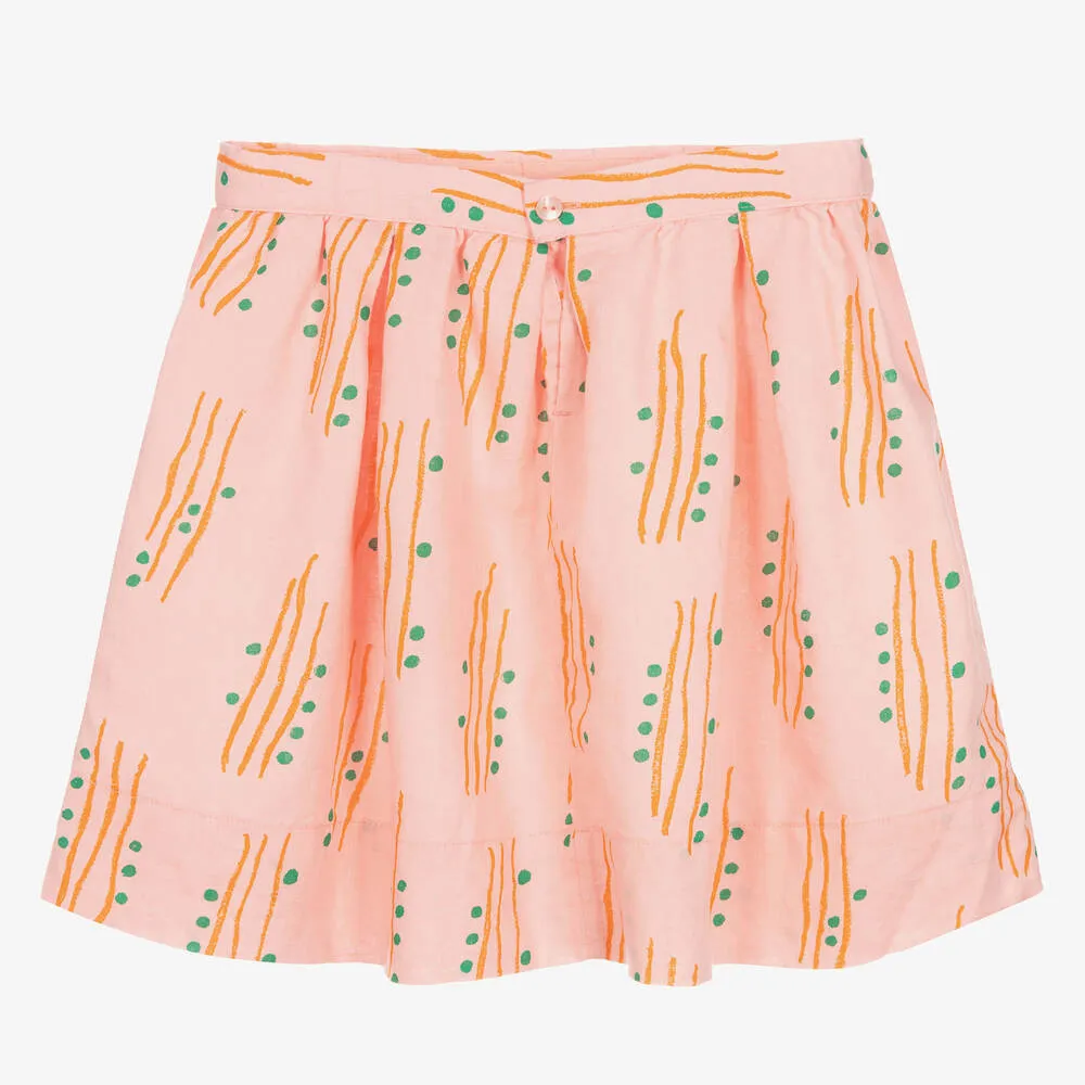 Teen Girls Pink Linen & Cotton Skirt