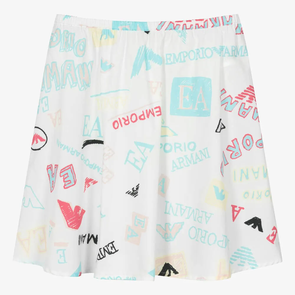 Teen Girls White Cotton Skirt