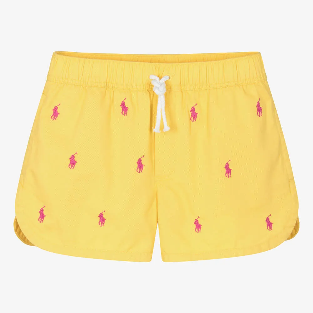 Teen Girls Yellow Cotton Pony Shorts