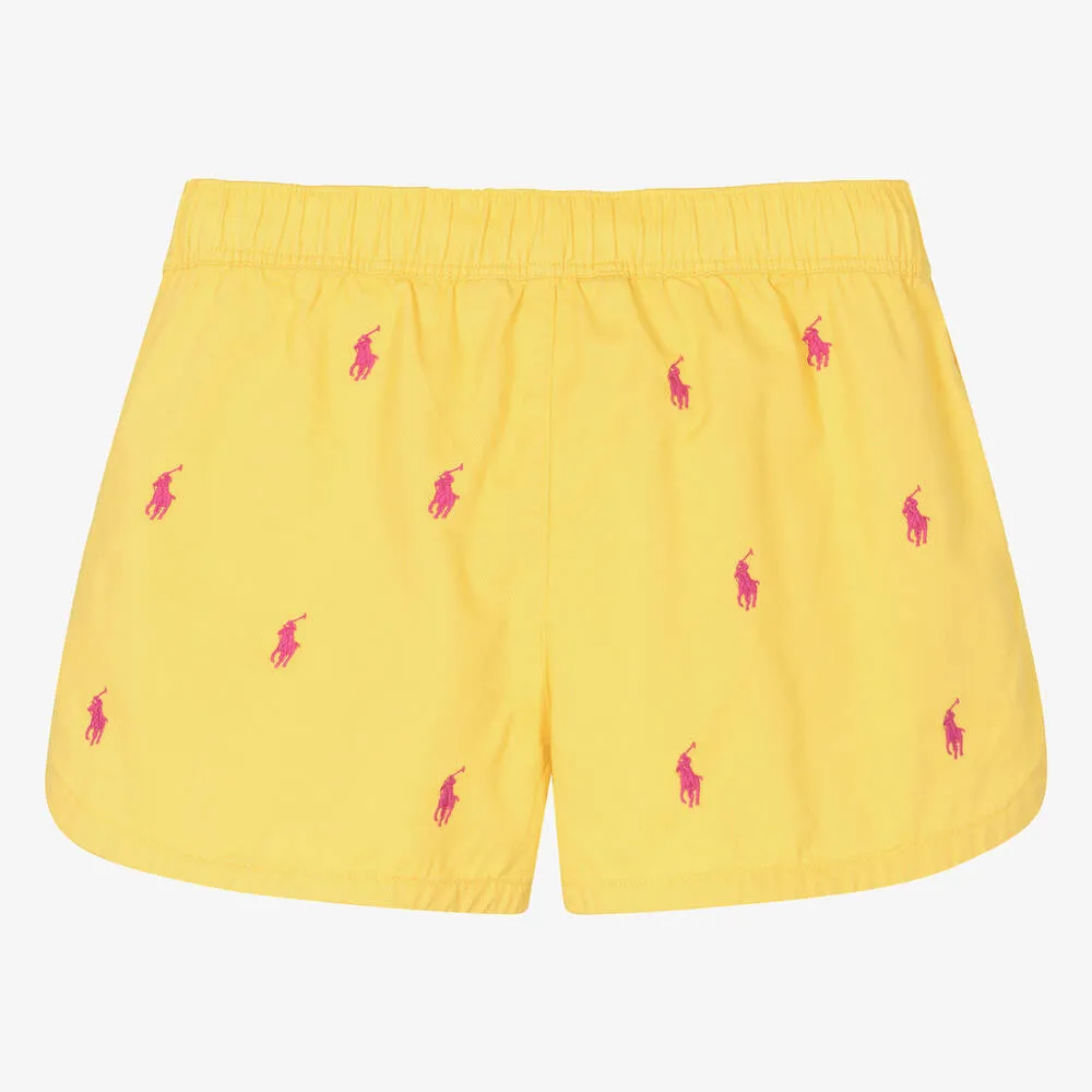 Teen Girls Yellow Cotton Pony Shorts