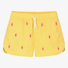 Teen Girls Yellow Cotton Pony Shorts