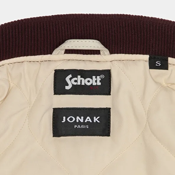 THE JONAK VARSITY in burgundy wool