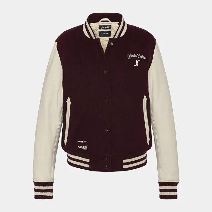 THE JONAK VARSITY in burgundy wool