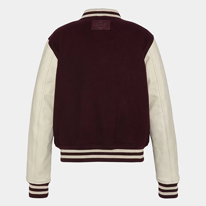 THE JONAK VARSITY in burgundy wool