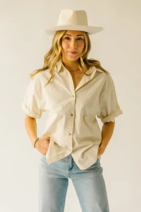 The Rosner Cuff Sleeved Button-Up Blouse in Natural