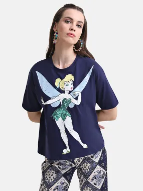 Tinkerbell Printed Graphic T-Shirt With Sequin