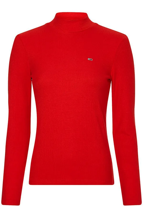 Tommy Hilfiger Women Mock Neck L/S Tee Red