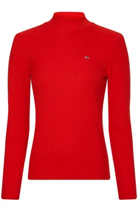 Tommy Hilfiger Women Mock Neck L/S Tee Red