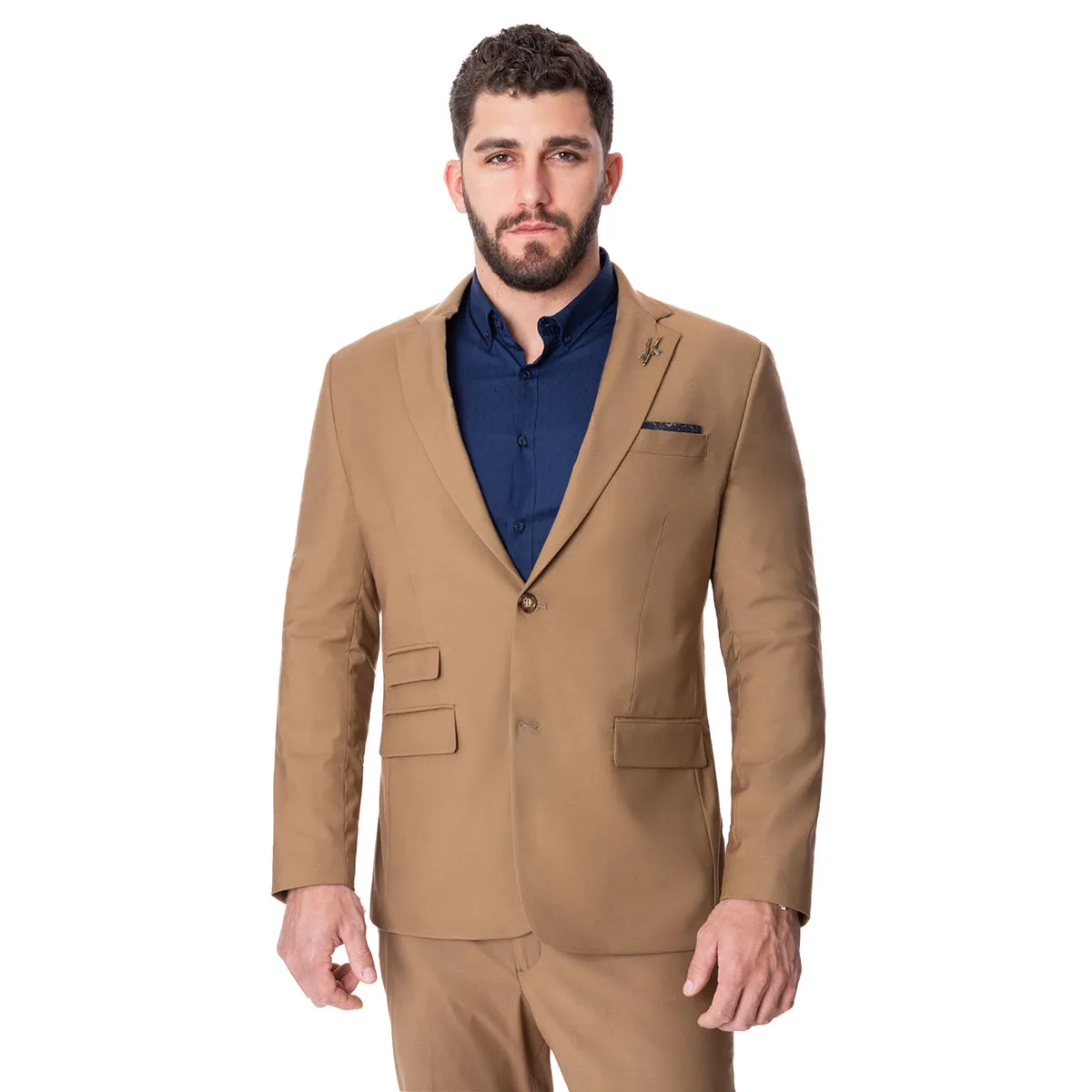 Traje De Fibra de Bambú Beige Aldo Conti Black