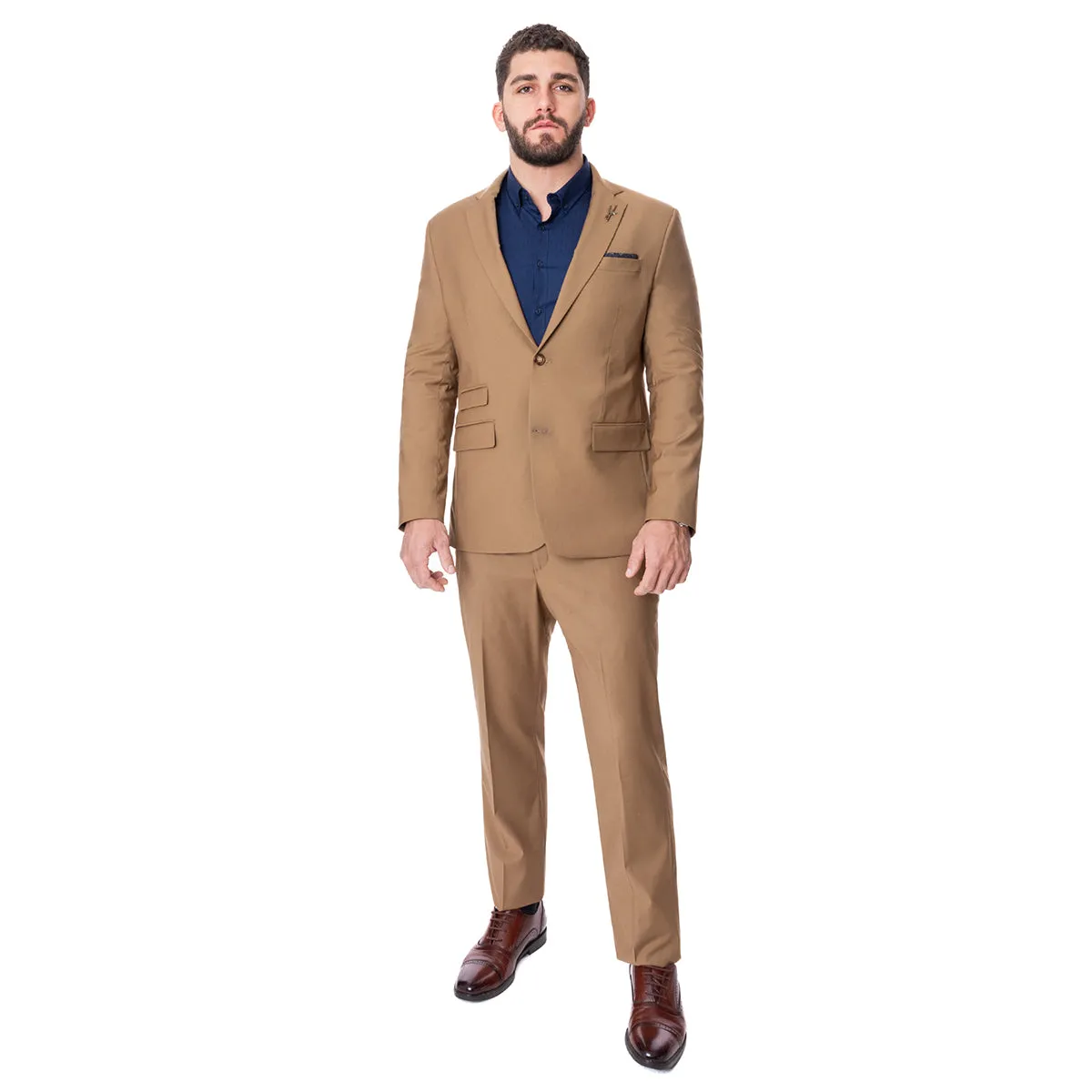 Traje De Fibra de Bambú Beige Aldo Conti Black