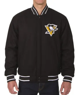 Varsity Pittsburgh Penguins Black Wool Jacket