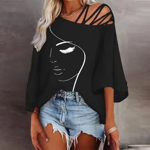 Women's T-shirt Half Sleeve T-shirts Printing Casual Human Face