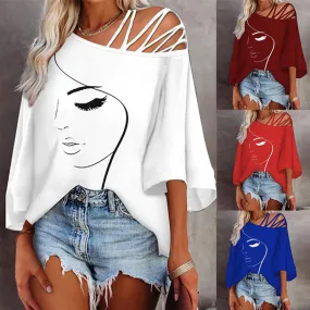 Women's T-shirt Half Sleeve T-shirts Printing Casual Human Face