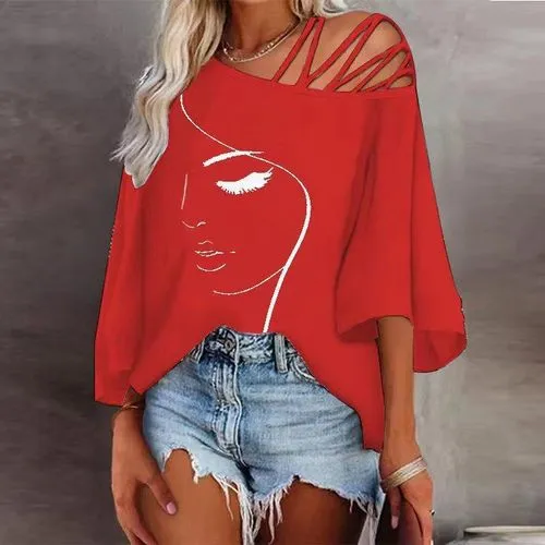 Women's T-shirt Half Sleeve T-shirts Printing Casual Human Face