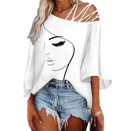 Women's T-shirt Half Sleeve T-shirts Printing Casual Human Face