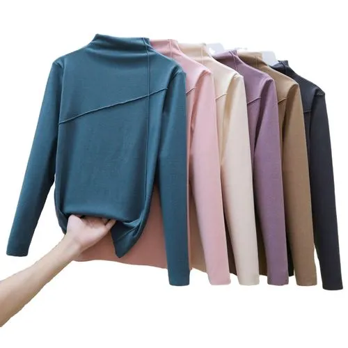 Women's T-shirt Long Sleeve T-shirts Patchwork Fashion Solid Color