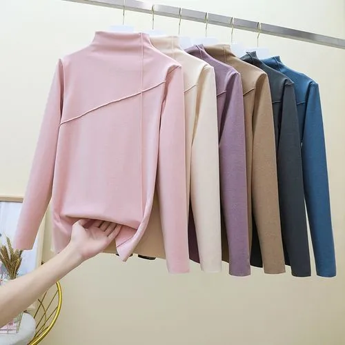 Women's T-shirt Long Sleeve T-shirts Patchwork Fashion Solid Color