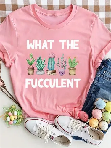 Women's T-shirt Short Sleeve T-Shirts Casual Letter Plant