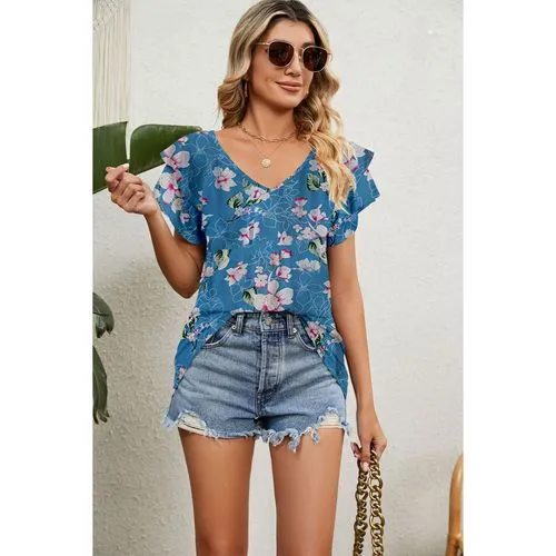 Women's T-shirt Short Sleeve T-shirts Printing Casual Flower