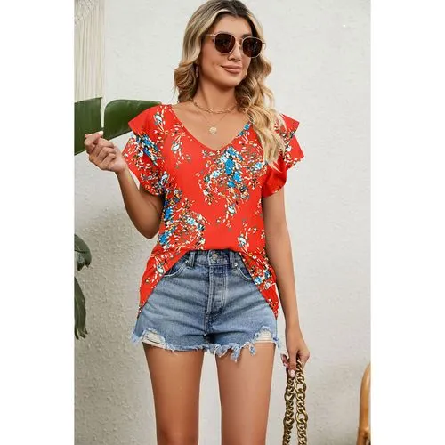 Women's T-shirt Short Sleeve T-shirts Printing Casual Flower