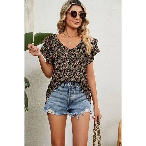 Women's T-shirt Short Sleeve T-shirts Printing Casual Flower