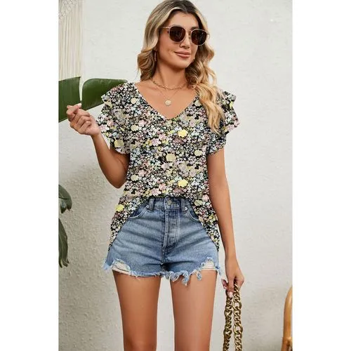 Women's T-shirt Short Sleeve T-shirts Printing Casual Flower