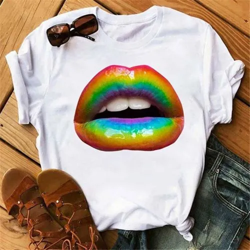 Women's T-shirt Short Sleeve T-Shirts Printing Casual Mouth