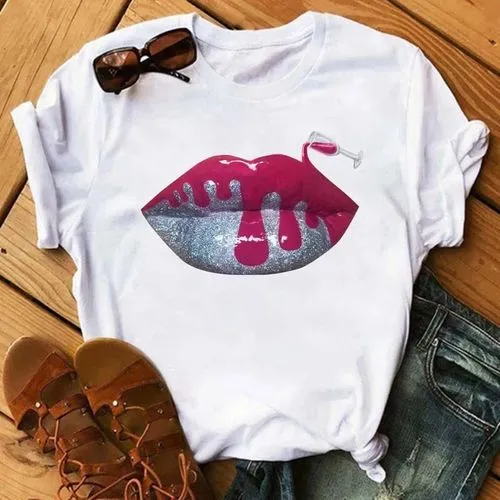 Women's T-shirt Short Sleeve T-Shirts Printing Casual Mouth