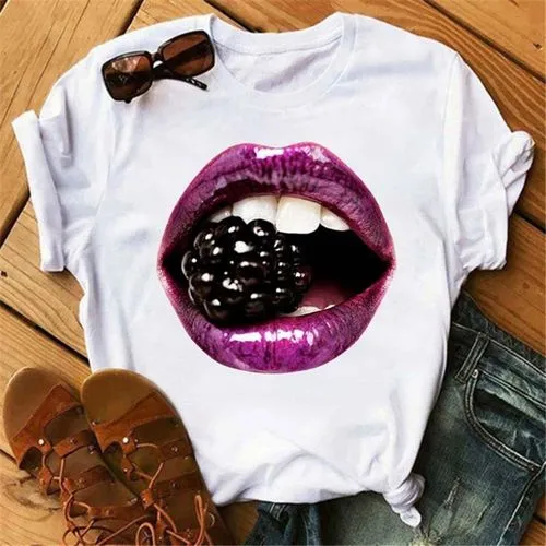 Women's T-shirt Short Sleeve T-Shirts Printing Casual Mouth