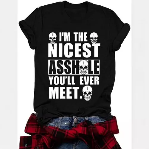 Women's T-shirt Short Sleeve T-Shirts Printing Streetwear Letter Skull