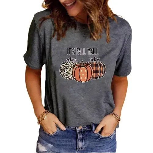 Women's T-shirt Short Sleeve T-Shirts Printing Streetwear Pumpkin Letter