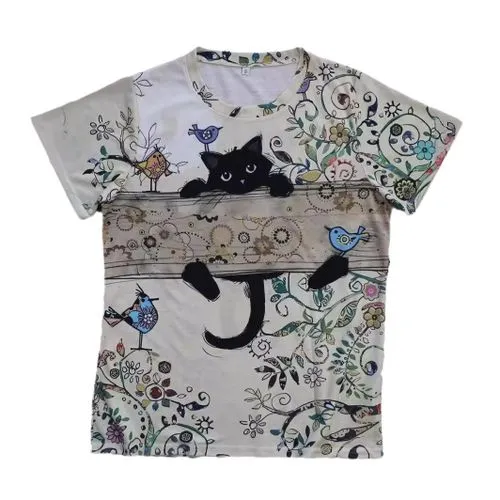 Women's T-shirt Short Sleeve T-Shirts Simple Style Cat