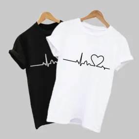 Women's T-shirt Short Sleeve T-shirts Streetwear Heart Shape