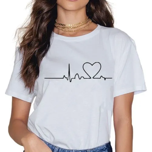 Women's T-shirt Short Sleeve T-shirts Streetwear Heart Shape