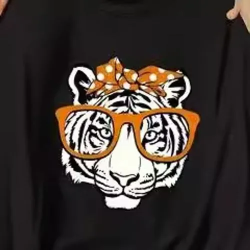 Women's T-shirt Short Sleeve T-Shirts Streetwear Tiger Bow Knot