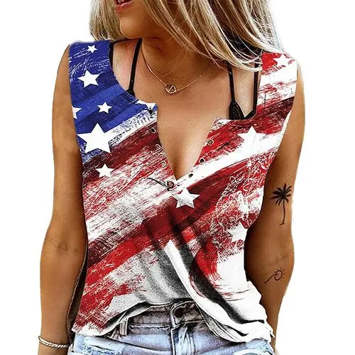 Women's T-shirt Sleeveless T-shirts Printing Contrast Binding Vacation Butterfly